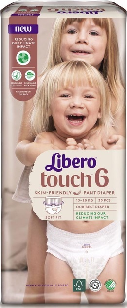 Подгузники-трусики Libero Touch Pants размер 6, 13-20 кг, 30 шт