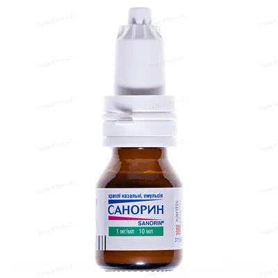 Санорин краплі наз., емульс. 1 мг/мл по 10 мл у флак. з криш.-крап.