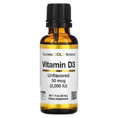 Вітамін Д3 California Gold Nutrition Vitamin D3 50 mcg (2000 IU) без смаку, 30 мл