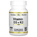 Вітамін Д3 та К2 California Gold Nutrition Vitamin D3 + K2 вег. капсули №60