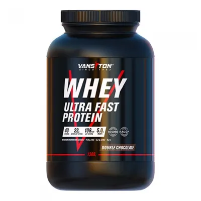 Протеїн сироватковий концентрат Vansiton Ultra Fast Protein, подвійний шоколад, 1,3 кг