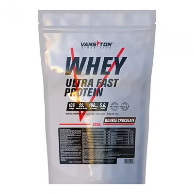 Протеїн сироватковий концентрат Vansiton Ultra Fast Protein, подвійний шоколад, 3,2 кг
