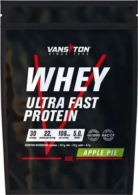 Протеїн сироватковий концентрат Vansiton Ultra Fast Protein, яблучний пиріг, 900 г