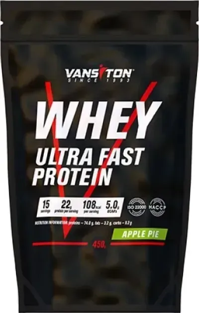 Протеїн сироватковий концентрат Vansiton Ultra Fast Protein, яблучний пиріг, 450 г