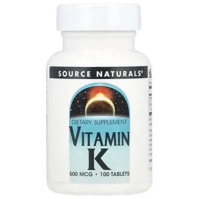 Вітамін К Source Naturals Vitamin K 500 мкг, 100 таблеток