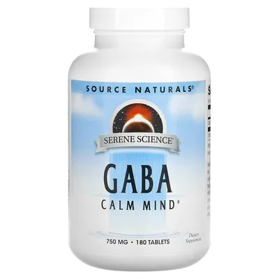 ГАМК (гамма-аміномасляна кислота) Source Naturals GABA 750 мг, 180 таблеток