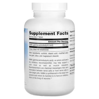 ГАМК (гамма-аміномасляна кислота) Source Naturals GABA 750 мг, 180 таблеток