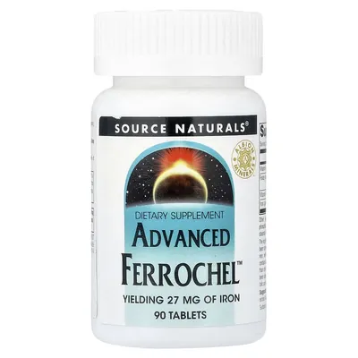 Залізо Source Naturals Advanced Ferrochel 27 мг, 90 таблеток