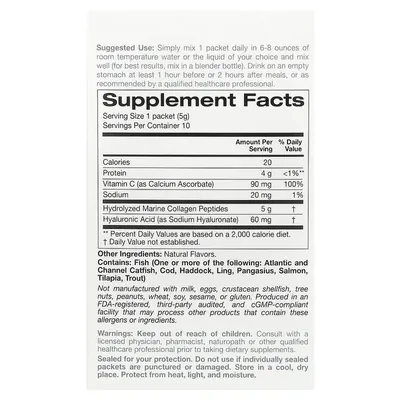 Морський колаген з гіалуроновою кислотою і вітаміном С Solumeve Hydrolyzed marine plus Vitamin C and Hyaluronic Acid, 10 пакетиків