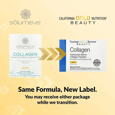 Пептиди колагену з вітаміном C та гіалуроновою кислотою California Gold Nutrition Collagen лимон, 30 пакетиків