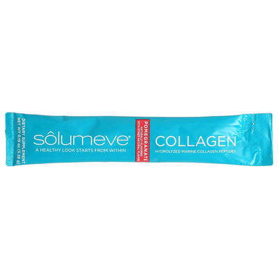 Морской коллаген с гиалуроновой кислотой и витамином С Solumeve Hydrolyzed marine plus Vitamin C and Hyaluronic Acid гранат, 30 пакетиков