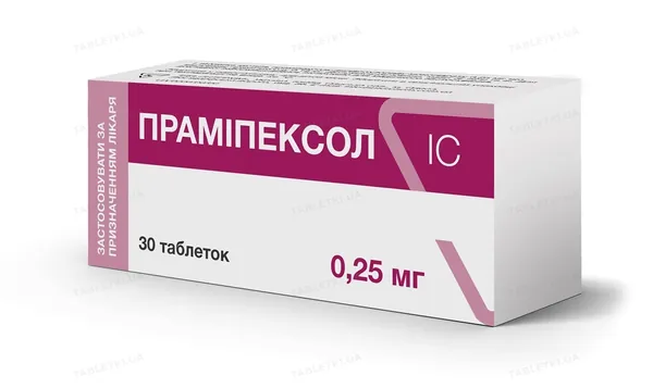 Праміпексол IC таблетки по 0.25 мг №30 (10х3)