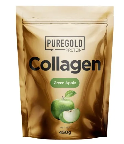 Колаген Pure Gold Collagen Green Apple з гіалуроновою кислотою, вітаміном С та цинком, зі смаком зеленого яблука, 450 г