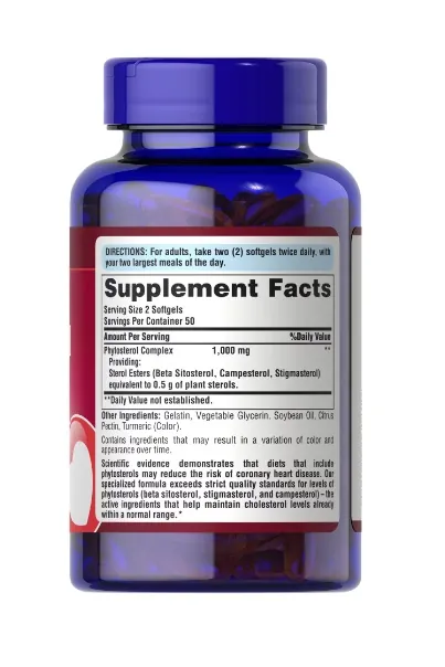 Комплекс фітостеролів Puritan's Pride Phytosterol Complex для підтримки серцево-судинної системи,  100 капсул