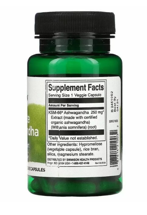 Ашваганда Swanson Ultimate Ashwagandha екстракт коріння 250 мг, 60 капсул