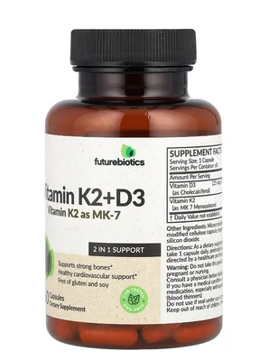 Вітамін Д3 + К2 Futurebiotics Vitamin D3 + К2 5000 МО/90 мкг, 60 капсул