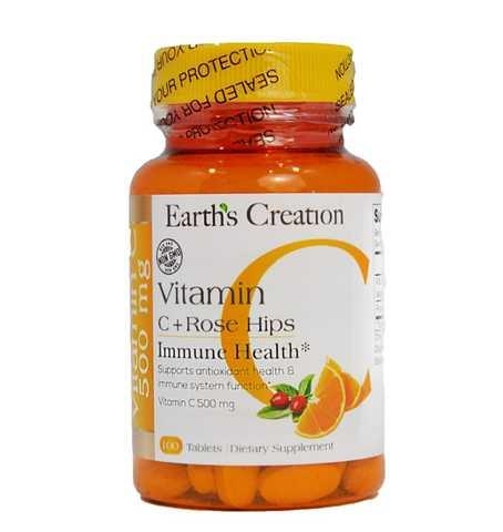 Витамин С с шиповником Earth's Creation Vitamin C with Rose Hips таблетки по 500 мг №100