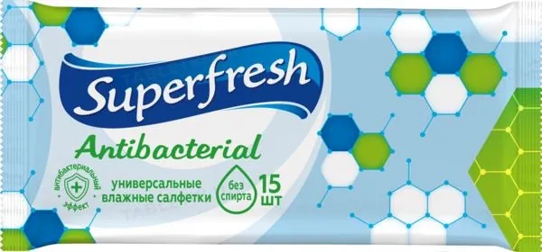 Серветки вологі Superfresh Antibacterial антибактеріальні, 15 шт
