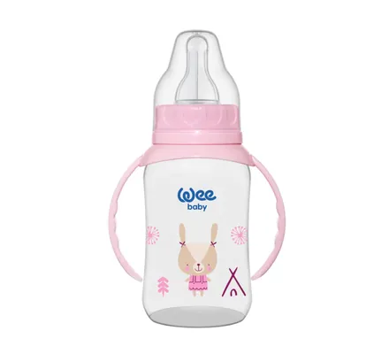 Пляшечка для годування Wee Baby Classic PP з ручками, силіконова соска №2, 150 мл