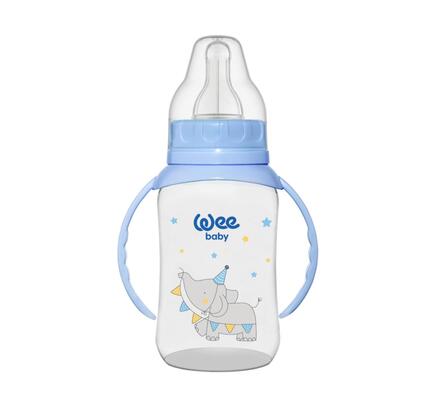 Пляшечка для годування Wee Baby Classic PP з ручками, силіконова соска №2, 150 мл
