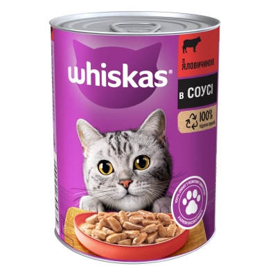 Корм влажный для кошек Whiskas с говядиной, 400 г