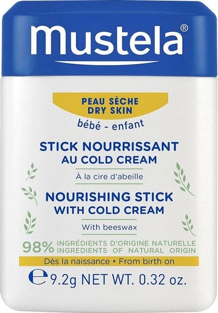 Стік для губ та обличчя Mustela Bebe з колд-кремом живильний для сухої шкіри, 9.2 г