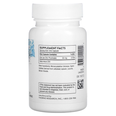 Цинк Пиколинат 30 мг Thorne Research Zinc Picolinate капсулы №60