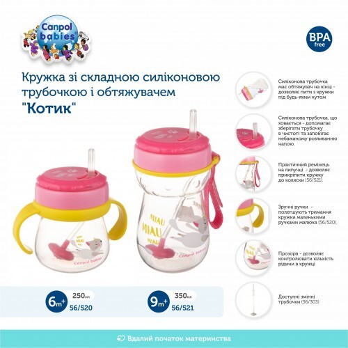 Поїльник Canpol babies 56/521 зі складаною силіконовою трубочкою і обважувачем, 350 мл
