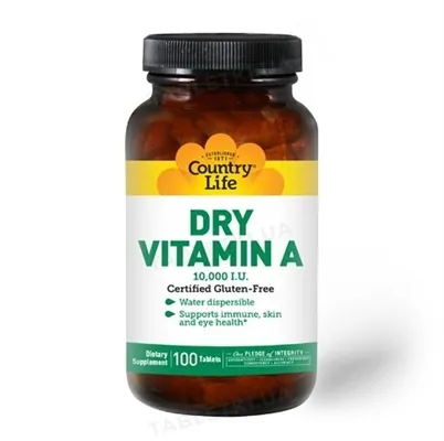 Вітамін А Country Life Dry Vitamin A 10 000 МО, 100 таблеток