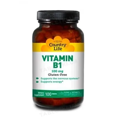 Вітамін В1 Country Life Vitamin B1 100 мг, 100 таблеток