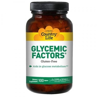 Натуральная добавка Country Life Glycemic Factors, для стабилизации гликемического индекса, 100 таблеток