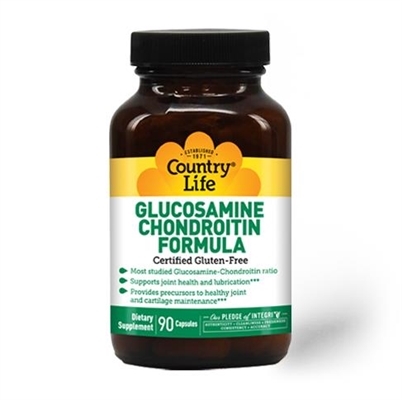 Глюкозамин и хондроитин Country Life Glucosamine Chondroitin Formula для восстановления связок, 90 капсул