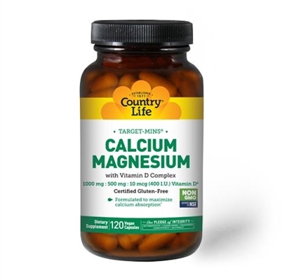 Кальций, Магний с витамином Д Country Life Calcium Magnesium, с витамином D капсулы №120