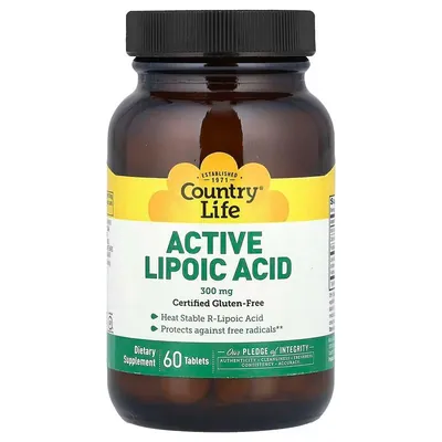 Ліпоєва кислота Country Life Lipoic Acid 300 мг, 60 таблеток