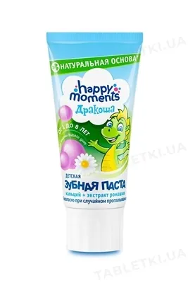 Зубна паста Happy Moments Дракоша зі смаком жуйки bubble gum, гелева, 60 мл