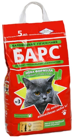 Наполнитель для кошачьего туалета Барс №3 стандарт, бентонитовый (1,5-2,5 мм) с ароматом, 5 кг