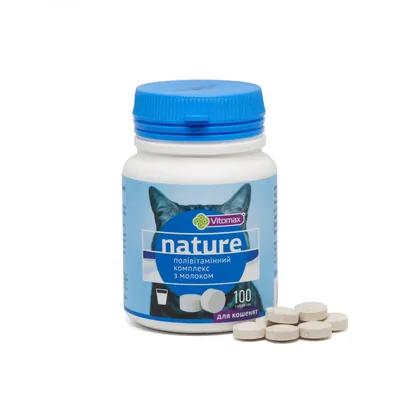 Полівітамінний комплекс Vitomax Nature для кошенят з молоком, 100 таблеток