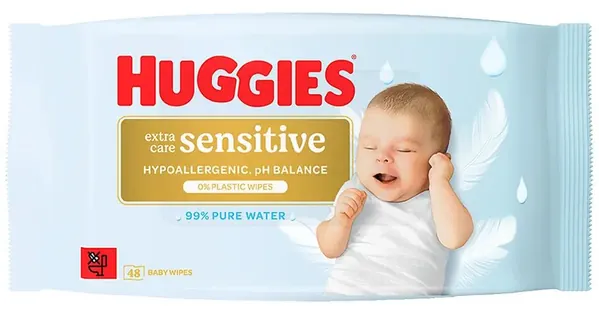 Серветки вологі Huggies Extra Care Sensitive дитячі, 48 шт