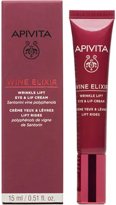 Крем-ліфтинг для шкіри навколо губ і очей Apivita Wine Elixir для боротьби зі зморшками, 15 мл