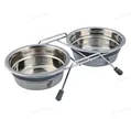 Миски для собак Trixie 25231 Eat on Feet із сталі на металевій підставці з гумовими ніжками, 2 х 0,45 л/13 см