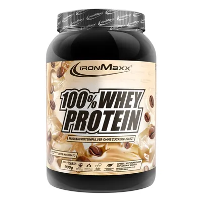 Протеїн сироватковий концентрат IronMaxx 100% Whey Protein латте маккіато, 900 г (банка)