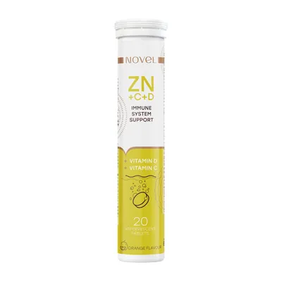 Вітаміни Novel Immune System Support Vitamin C+Zinc+D таблетки шипучі №20