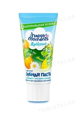 Зубна паста Happy Moments Дракоша зі смаком груші, гелева, 60 мл