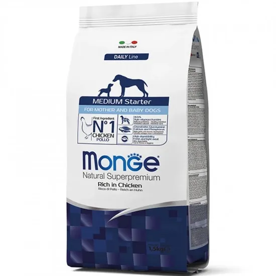 Корм сухий Monge Dog Medium Starter Chicken із куркою для цуценят середніх порід, 1,5 кг