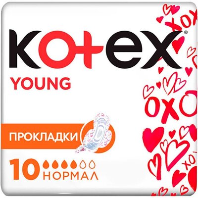 Прокладки гигиенические Kotex Young нормал, сеточка, 10 шт