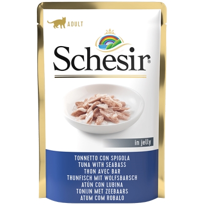 Консерва для котов Schesir Chicken Seabass тунец с морским окунем в желе, 85 г