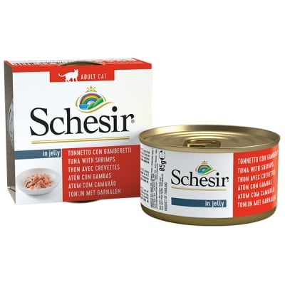 Консервы для котов Schesir Tuna Prawns с тунцом и креветками в желе, 85 г