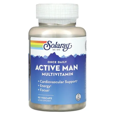 Мультивітаміни для активних чоловіків Solaray Once Daily Active Man, 90 вегетаріанських капсул