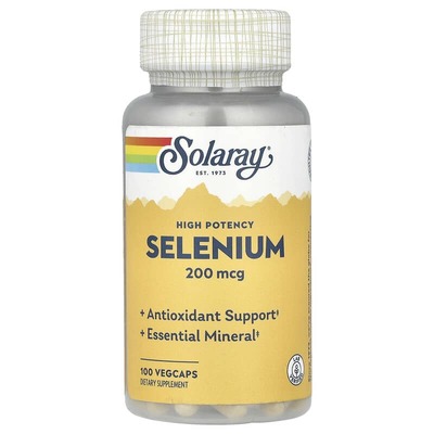 Селен Solaray Selenium 200 мкг, 100 вегетарианских капсул