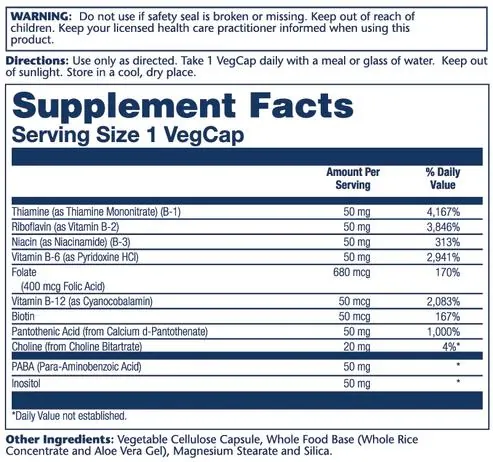 Вітаміни групи В Solaray Vitamin B-Complex 50, 50 вегетаріанських капсул